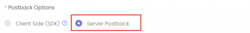 Postback options in dashboard